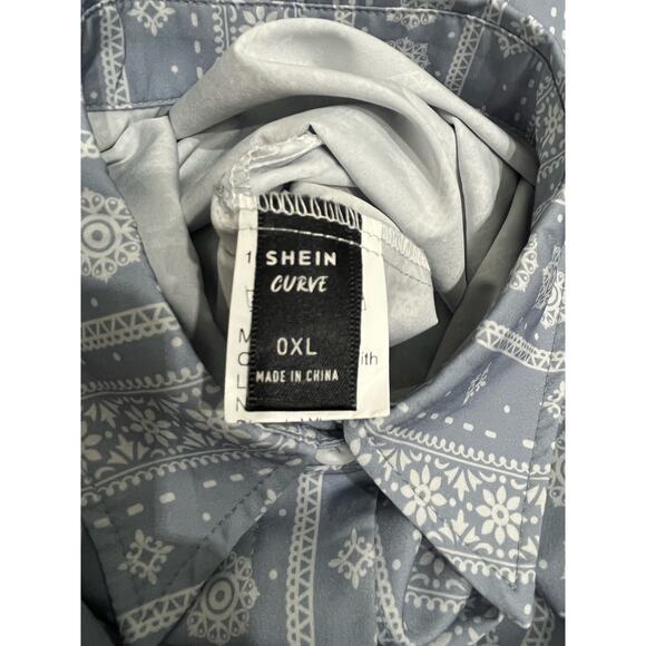 Shein Curve Womens SIZE 0 XL Blue White Print Button Shirt Dress - Picture 5 of 6